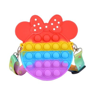 China Waterproof Creative Design Kid Silicone Noise Bubbles Mini Bag Women Shoulder Cross-body Bag Relaxation Toy For Child Cute Sensory for sale