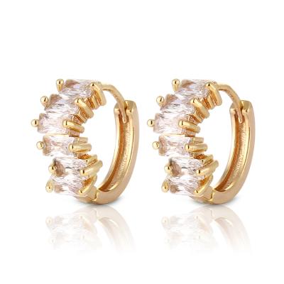 China Jewelry Allergic Supply Does Not Shape Huggice CZ 18k Gold Plated Circle Earring for sale