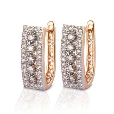 China CLASSIC Fashion 18K Gold Plated Zircon Huggies Earring Designs Picture For Women, Ladies Jewelry for sale