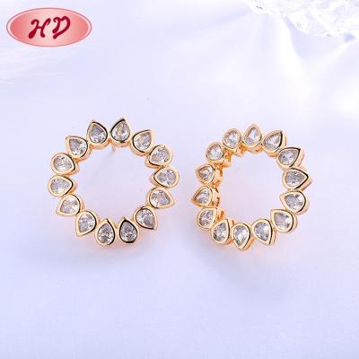 China Factory Supply 18K Gold Plating Romantic 2019 Fashion Round Circle Stud Earrings For Women Jewelry for sale