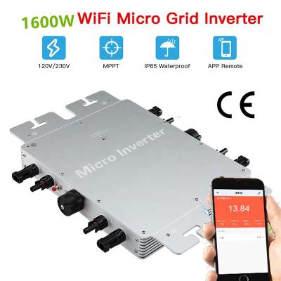 China On-Grid Smart MPPT Diy Solar System Micro wvc Inverter 1600W 110V 220V MC-4 Stand By Mobile WIFI APP Solar System On Grid Micro Inverter for sale