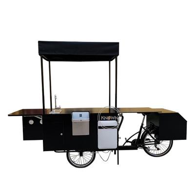 China Hot Selling Steel Coffee Shop Electric Tricycle With Ice Maker Fridge Mobile Food Carts 3 Wheels Adult Cargo Bicycles For Sale for sale