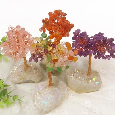 China High Quality Crystal Money Tree Aura Group Healing Angle Crystal Tree Base From China for sale