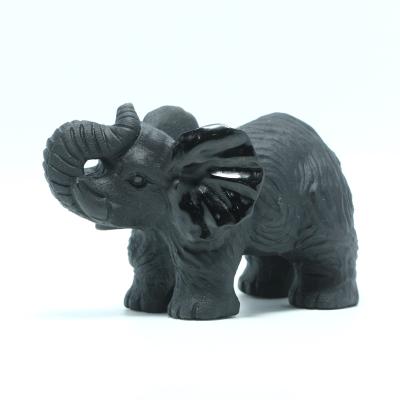 China Wholesale Obsidian Crystal Elephants from Europe Black Crystal Animal Carving Elephant Statue for sale