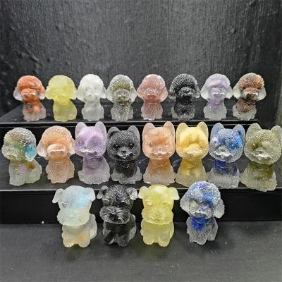 China Europe Crystal Healing Stone Resin Crafts High Quality Crystal Animal Carving Resin Dog for sale