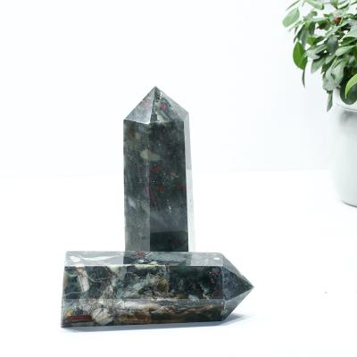 China China New Arrive Wholesale Natural Big Size Rook Bloodstone African Quartz Point Crystal Therapy Stones For Home Decoration for sale