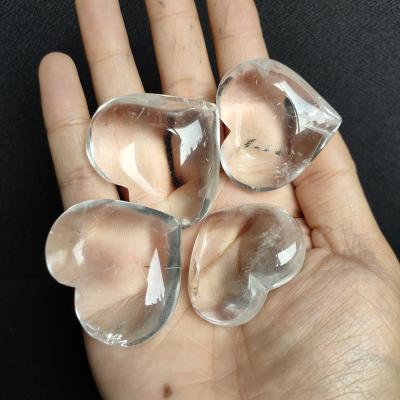 China High Quality Natural China Crystal Heart Shape Carving Folk Open Clear Quartz Crystal Heart for sale