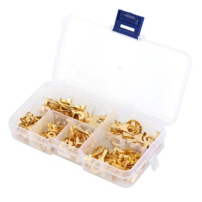 China Gold Ring Type Brass Connector Terminals, Non-Insulated Crimp Terminal Connectors, 3.2mm-10.2mm Wire Connectors150pcs/set, for sale