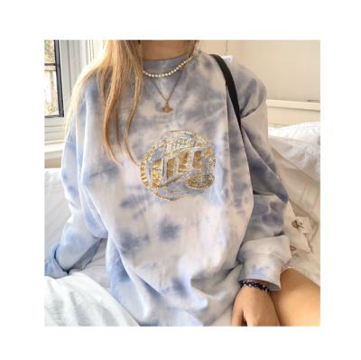 China Anti-wrinkle fashion tie-dye printed hoodless sweater for fall/winter new loose size women's sweater for sale