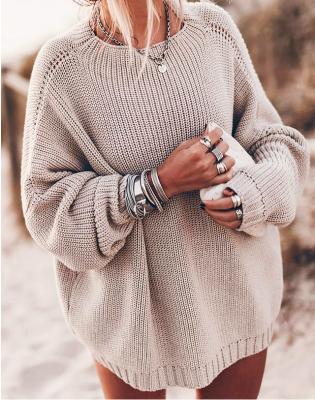 China Keep Warm 2021 New Autumn Winter Sweater Loose Solid Color Sweater Coat Large for sale