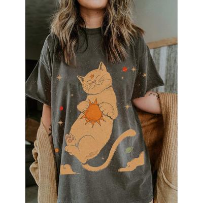 China 2021 New Women's Jacket Casual Round Neck Breathable Short Sleeve Can Be Customized Printing Loose Pullover Women's T-shirt for sale