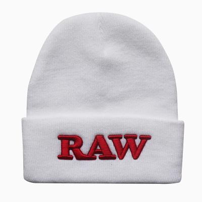 China Wholesale COMMON 6 Colors Custom Knitted Embroidered RAW Beanie Caps Hats for sale