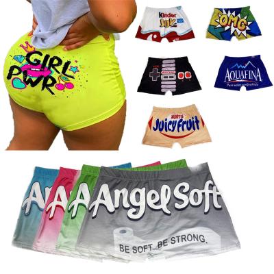 China Women's shorts with pattern 12 colors S-4XL summer candy sexy snack shorts biker women's shorts with pattern for sale