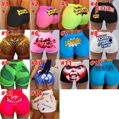 China Women's shorts with pattern 14 colors S-4XL summer candy sexy snack shorts biker women's shorts with pattern for sale