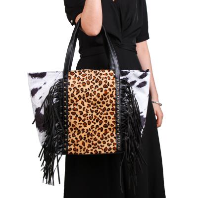 China Fashionable Cow Tassel Quilting PU Canvas Messenger Handbag Bag For Women for sale