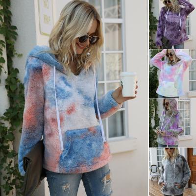 China Wholesale Blue Purple Marble Dye Top Tie Terry Sweatshirts Anti-Wrinkle Crop Custom Women Oversized Custom Women for sale