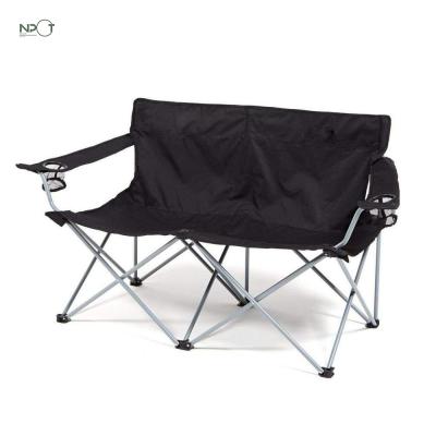 China NPOT Modern Steel Frame Folding Loveseat Outdoor Camping Chair 2 Seater Double Folding Chair for sale