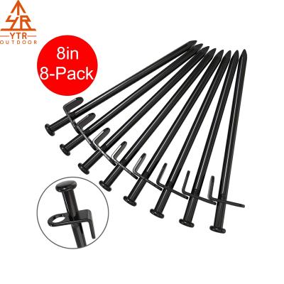 China Camping Stakes Tent Stakes Heavy Duty, 8-Inch Camping Stakes, Unbreakable And Inflexible Forged Steel Tent Pegs for sale