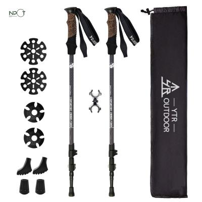 China Ultralight 100% Carbon Fiber Folding Trekking NPOT Cork Pole with Quick Flip Lock for sale