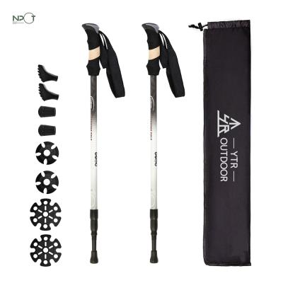 China Rated EVA and CORK Grip NPOT Top Trekking Poles Folding Hiking Stick Carbon Hiking Poles for sale