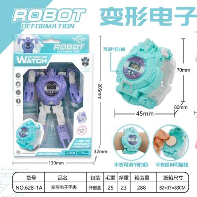 China Hot Selling Toy Electronic Cartoon Transformer Robot Child Digital Watch Toys 628-1A 628-1A for sale