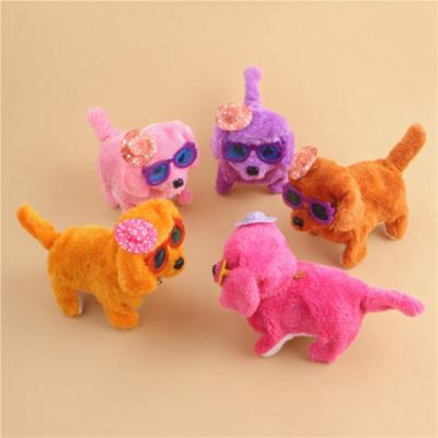 China New Plush Dog Toy Viable Cute Electric Luminous Hat Viable Dog Back Light Eyes Walking Action Numbers Electronic Puppy Toys for sale