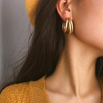 China ALLOY female simple c-shaped round ear of the ALLOY retro matte irregular geometric earrings jewelry personality for sale