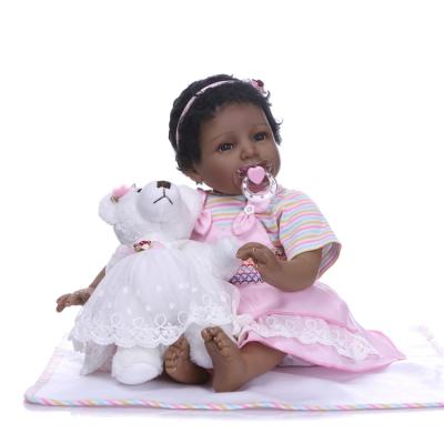 China Doll Limbs Can Be Active Doll Limbs Can Be Active Girl Toy Reborn Baby Doll Gift NPK 55cm Bebe Reborn Doll Soft Silicone for Children's Day Black Smile Cute Girl for sale