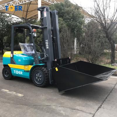 China TDER 3t Small Diesel Engine Forklift 3000kg Truck With Hinged Bucket for sale