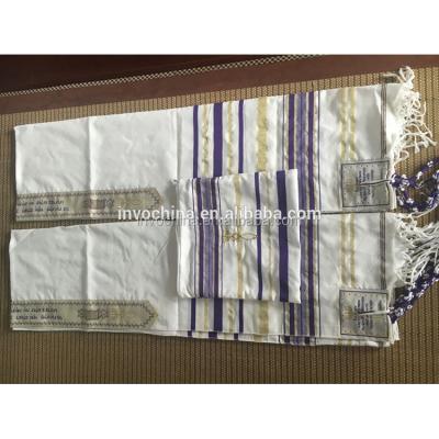 China White With Black Stripes New Fashion Blue With Gold Stripes Tallit Prayer Shawl With Star Of David Case for sale