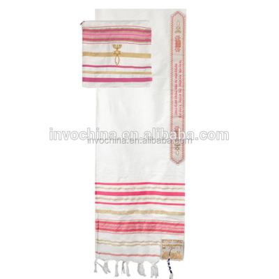 China White with black stripes fashion tallit stripe pashmina shawl scarf and jewish tallit clasps for sale