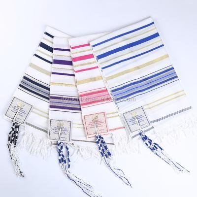 China White With Black Stripes Women Polyester Scarf And 100 Polyester Scarf For Sale for sale