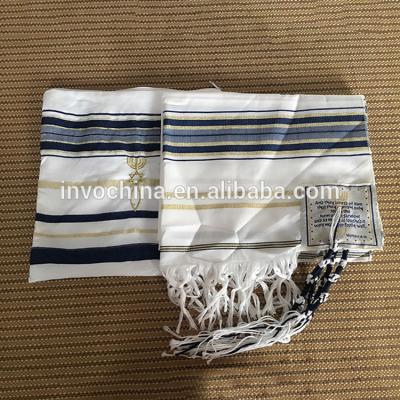 China White with black stripes China 100%polyester prayer scarf tallit and prayer shawl wholesale size for sale