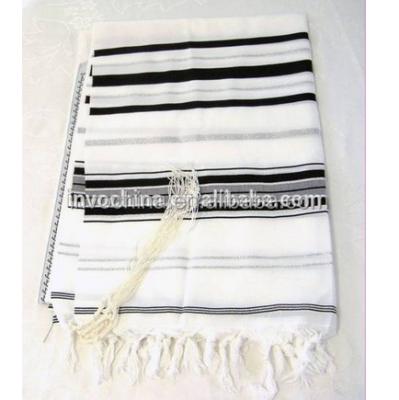 China White with Traditional Tallit Black Stripes Tallit 100% Wool SIZES Tallit or Tallit R-70 FRUM for sale