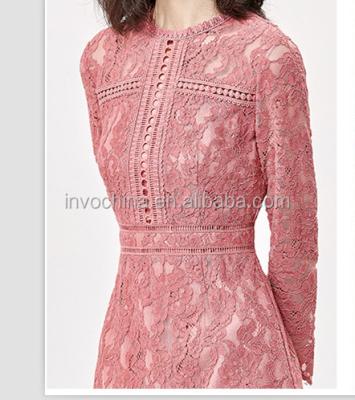 China NEW PRODUCT 2018 Sustainable Long Lace Women Dress Pink Color for sale