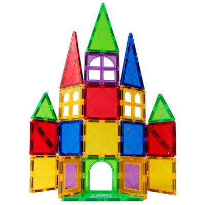 China Enough 3D Color Magnetic Tiles Building Blocks Clear Magnetic Kids Toys For 3 4 Kids 5 Year Old for sale