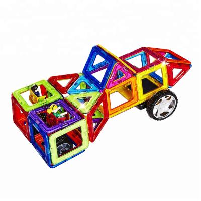 China 218pcs Eco-friendly Material Kids Educational Blocks Building Toy Block Magic Magnet Magnetic Toys With 4 Bottom Car Wheels for sale