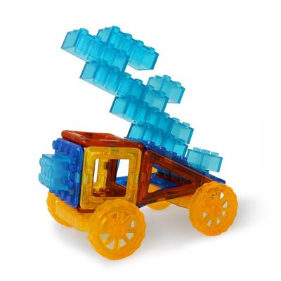 China Connect to Other Magplayer 32pcs Creative Car Kit Non-magnet Blocks Magnetic Robot Kids Play Building Blocks for Toddlers for sale