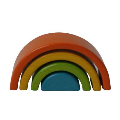 China Cartoon Toy Children Rainbow Solid Wood Montessori Building Blocks Stacking Toys for sale