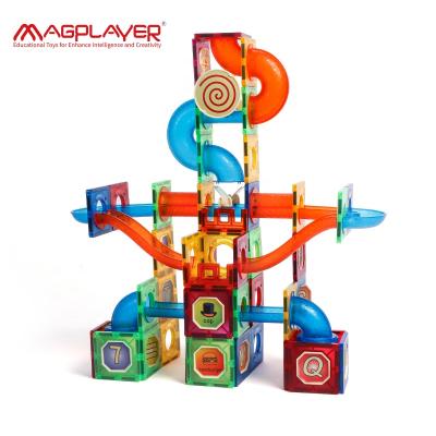 China Magnetic Building Toy China STEM Toy 96 Pcs Tiles Set Building Blocks Race Marble Toy For Kids for sale