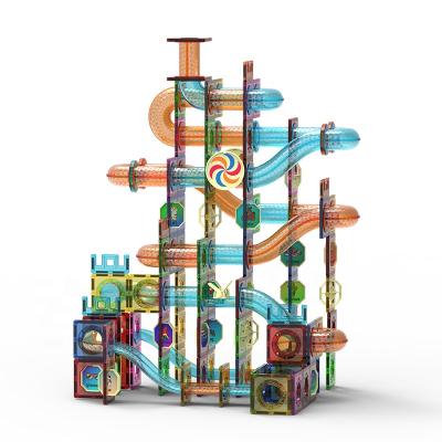 China Construction Toy Hot selling funny 3d ROD toy racing magnetic track blocks puzzles marble run toy for kids for sale