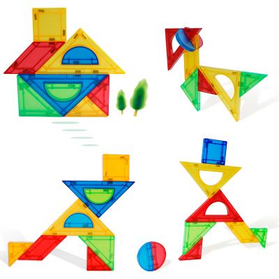 China DIY Practice Matching and Stacking Motessori Educational Blocks Puzzle Toy Magnetic Plastic Tangram Pattern Games for sale