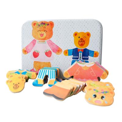 China DIY Practice Montessori Education Puzzle Toy Magnetic Wooden 3d Bear Jigsaw Dressup Puzzle for sale