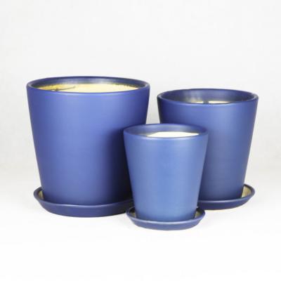 China Simply Wholesale Direct Ceramic Planter Pots Factory Indoor Decor With Pot Trays for sale