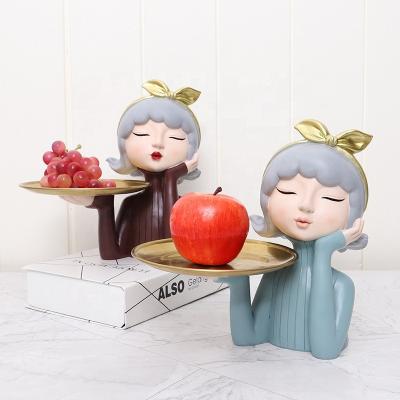 China Nordic modern creative family collection dish resin ornaments, home round fruit dish snack jewelry tray for sale