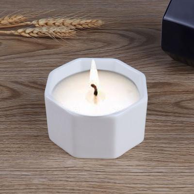 China Manufacturer Direct Selling Chinese Hexagon Ceramic Candle Cup Incense Tea Wax Cup Scented Candle Holder Decorative for sale