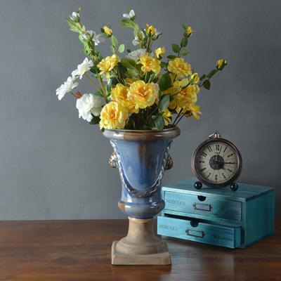 China Wholesale Mid Century Style Retro Flower Arrangement Villa Home Meat Planter Hydroponic Floor Modern European Pastoral Ceramic Vase Decoration for sale