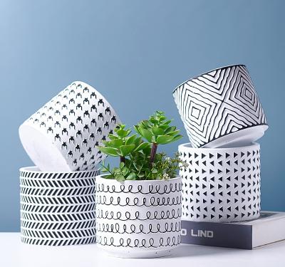 China Simply Nordic Creative Modern Simple Desktop Flowers Round Cement Flowerpot Courtyard Style Green Indoor Flowerpot of Earth for sale