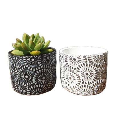 China Wholesale Desktop Planters Mid Century Cement Flower Pot Meat Planter Tray Modern Office Flower Pot Planters for sale