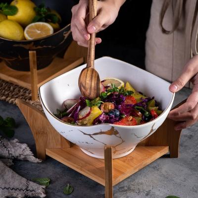 China Nordic Creative Marble Fruit Salad Pottery Stocked Gold Home Soup Bowl for sale